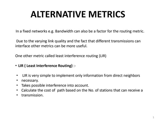Alternative metrics