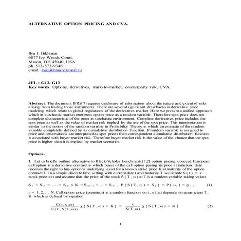 Alternative option pricing and cva