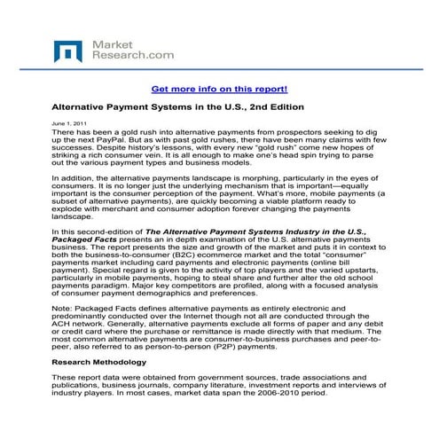 Alternative Payment Systems in the U.S., 2nd Edition