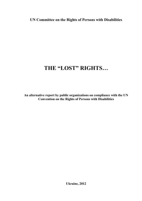 Alternative report on compliance with the UN Convention on the Rights of Persons with Disabilities