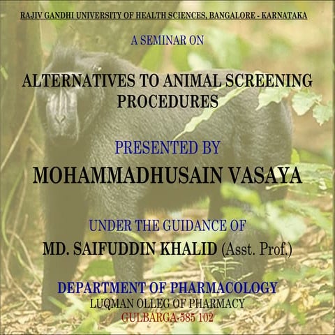 Alternatives to animal screening methods p'screening. mohammadhusain