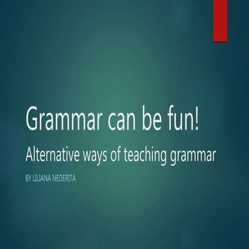 Alternative ways of teaching grammar