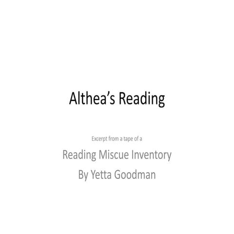 Althea's reading
