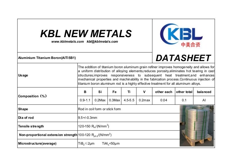 Aluminium Titanium Boron AlTi5B1 Datasheet