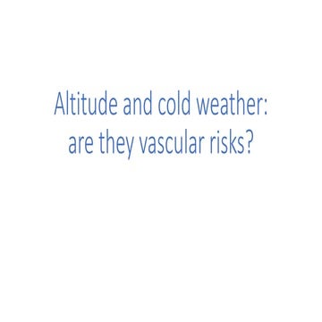 cardiovascular disease in Altitude and cold weather