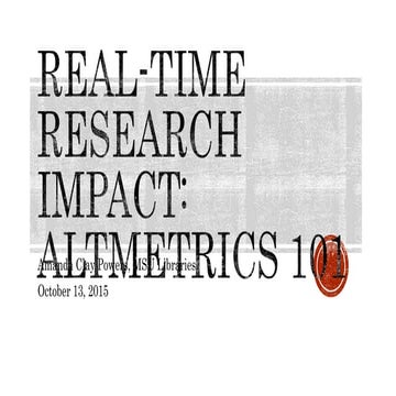 Altmetrics 101 