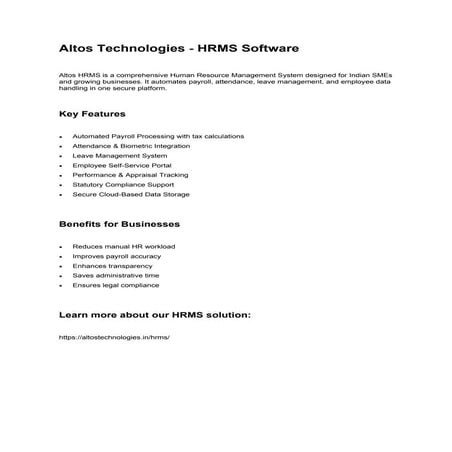 HRMS Software for Payroll & Attendance Management | PDF