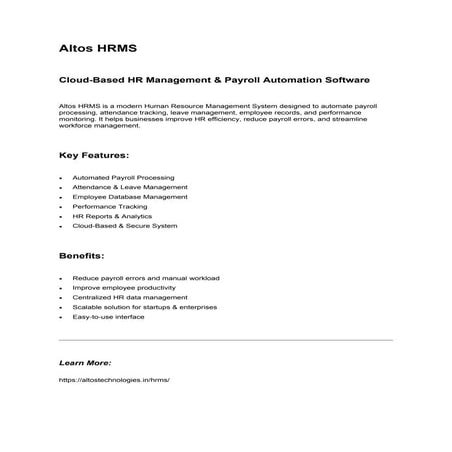 HRMS Software for Payroll & Attendance Management | PDF