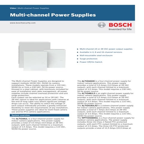 Bosch ALTV244UL Data Sheet