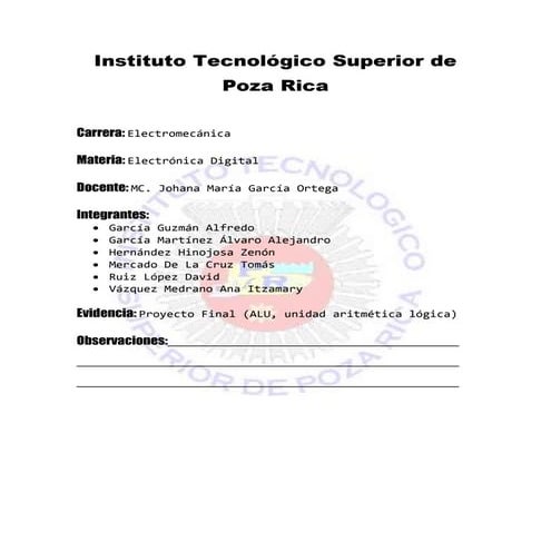 Unidad Arítmetica Lógica (ALU)