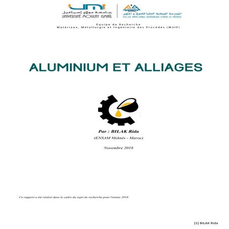 Aluminium et alliages par BILAK rida | PDF