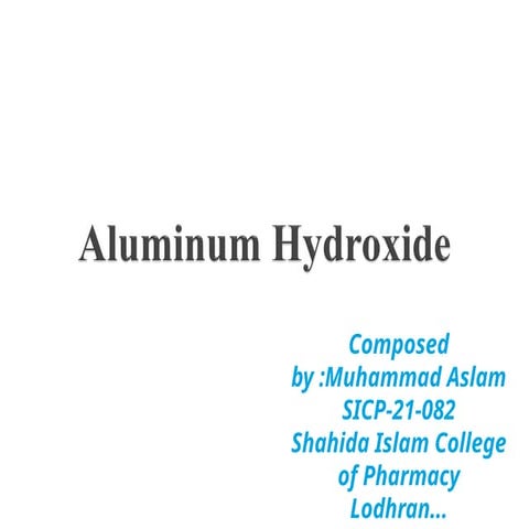 aluminium hydroxide salt in instrumentation