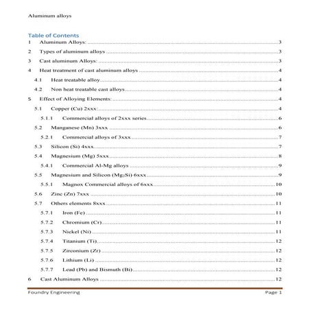 Aluminum alloys cast and wrought 