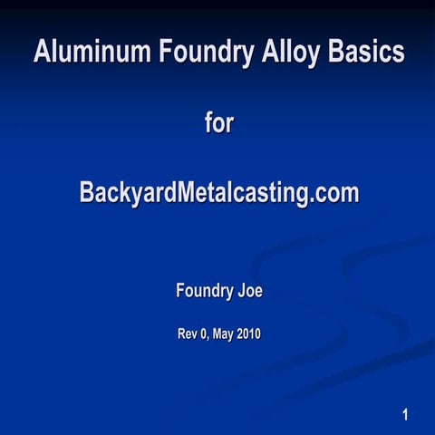 Aluminum alloys for hobby foundry 