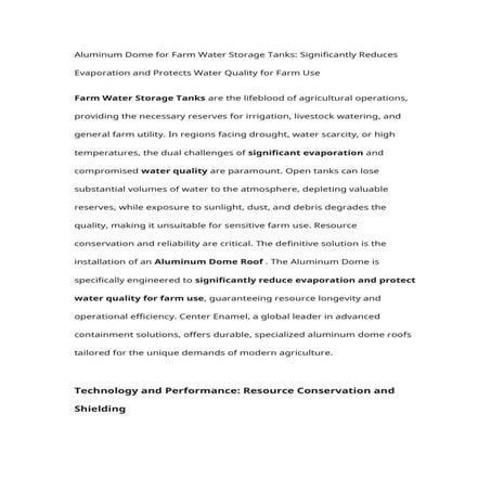 Aluminum Dome for Farm Water Storage Tanks Significantly Reduces Evaporation ...