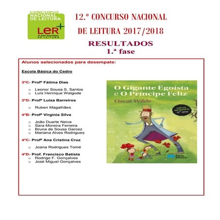 Alunos selecionados para desempate