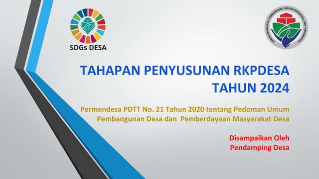Materi Rencana Kerja Pemerintahan Desa (RKPDes) | PPTX