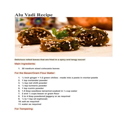 Alu vadi recipe