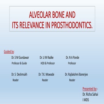 Alveolar bone in prosthodontics