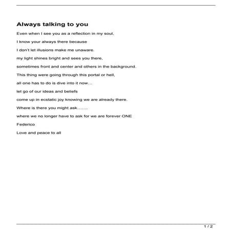 Always talking to you