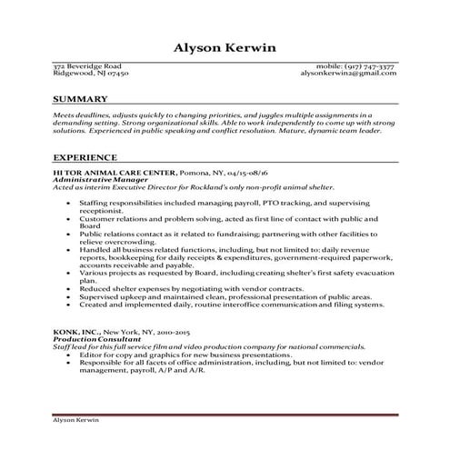 Alyson Kerwin resume | DOCX