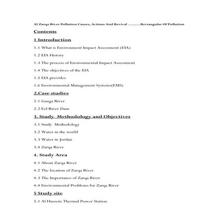 Al zarqa river pollution causes, actions and revival ………rectangular of pollution