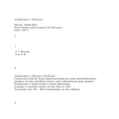Alzheimer’s Disease HEAL 3600003Prevention and Control of.docx