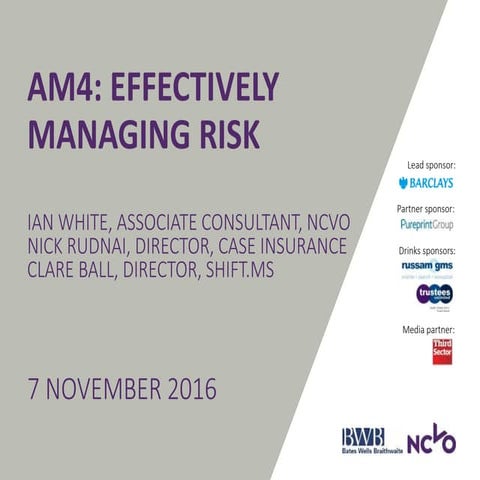 Trustee Conference AM4: Effectively managing risk