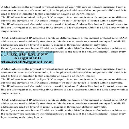 A Mac Address is the physical or virtual address of your NIC card or.pdf