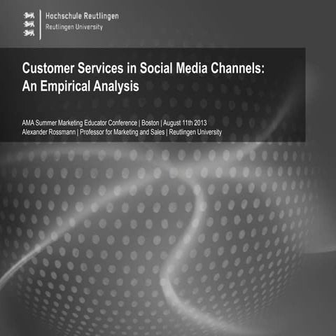 Customer Services in Social Media Channels