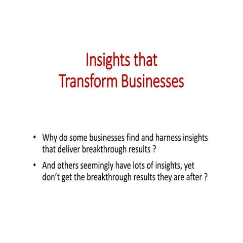 Insights that Transform Businesses