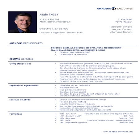 CV Alain Tassy comme Directeur Général de transitiontran | PDF