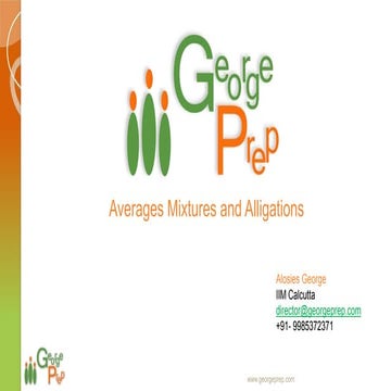 Averages, Mixtures and Alligations Concept Session