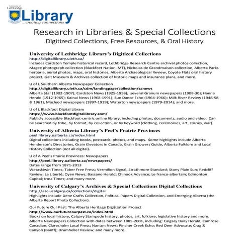 Handout - Online Research in Libraries & Special Collections Presentation