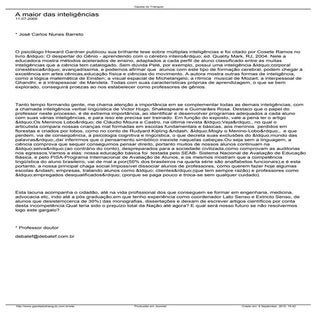 A maior das inteligencias