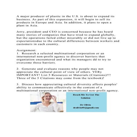 A major producer of plastic in the U.S. is about to expand its busin.docx