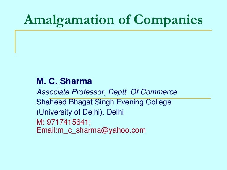Accounting for Amalgamation of companies