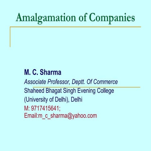 Accounting for Amalgamation of companies
