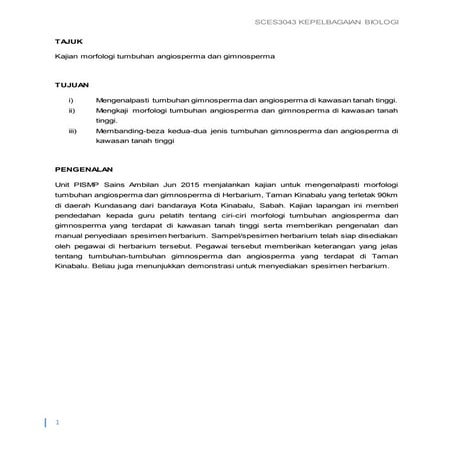 Kajian Morfologi Tumbuhan Angiosperma dan Gimnosperma