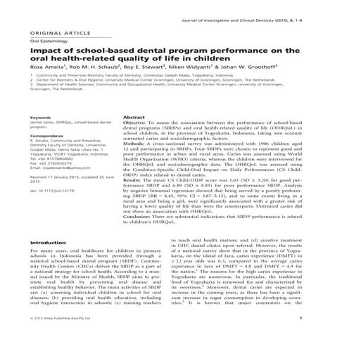 Impact of school-based dental program performance on the oral health ...