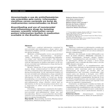 AmamentaçãO E Uso De AntiinflamatóRios NãO EsteróIdes Pela Nutriz InformaçõEs...