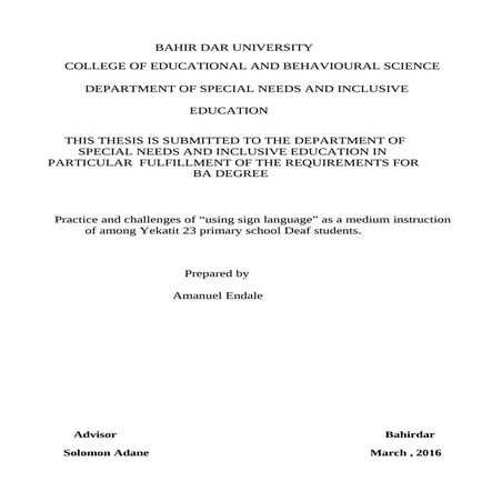 Sign language as a medium of instruction