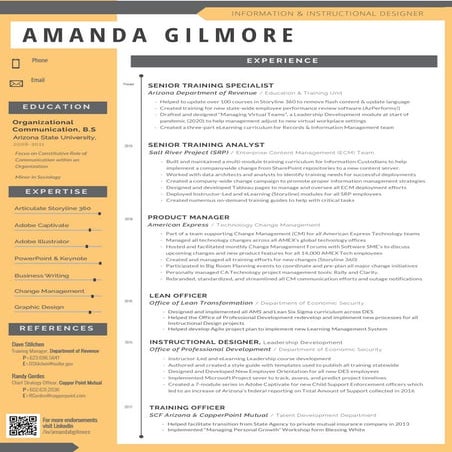 Resume for Amanda Beth Gilmore Instructional Designer 2021