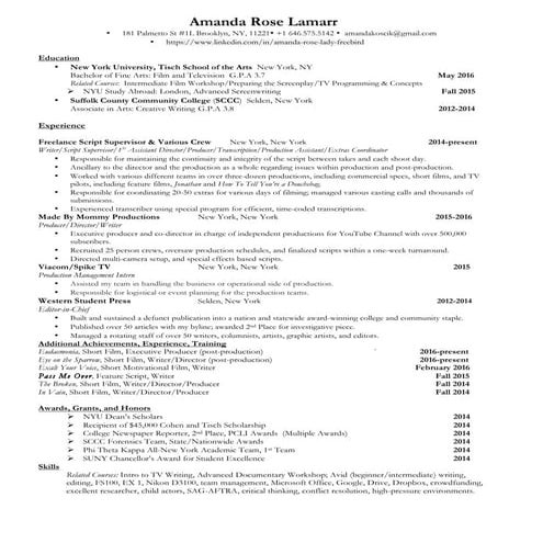 Amanda lamarr film_tv_resume