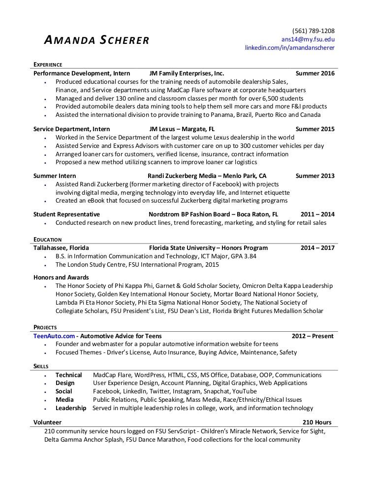 amanda scherer resume february 2017 career objective for on resume