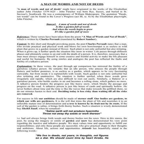 A man of words and not of deeds