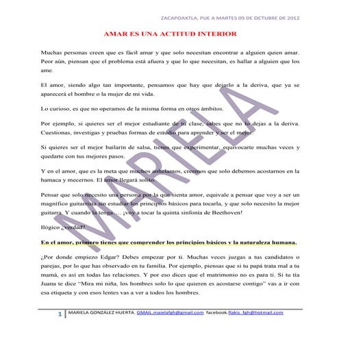 Amar es una actitud interior