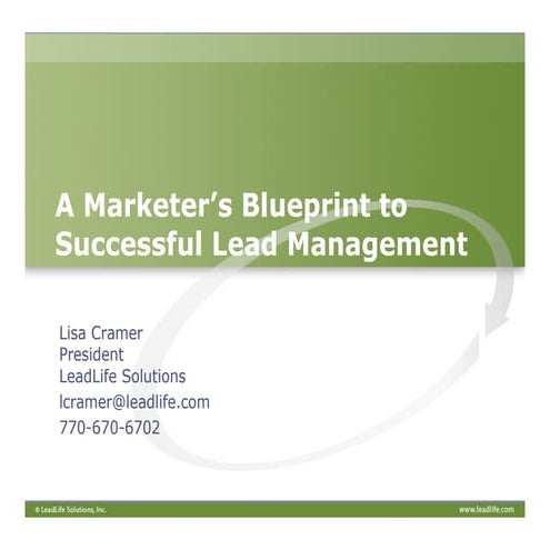 A Marketers Blueprint To Successful Lead Management