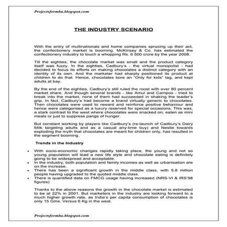 A marketing project report on nestle vs cadbury
