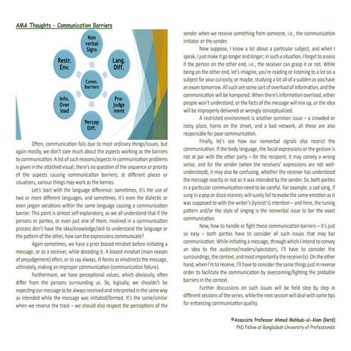 Introductory Discussions on Communication Barriers